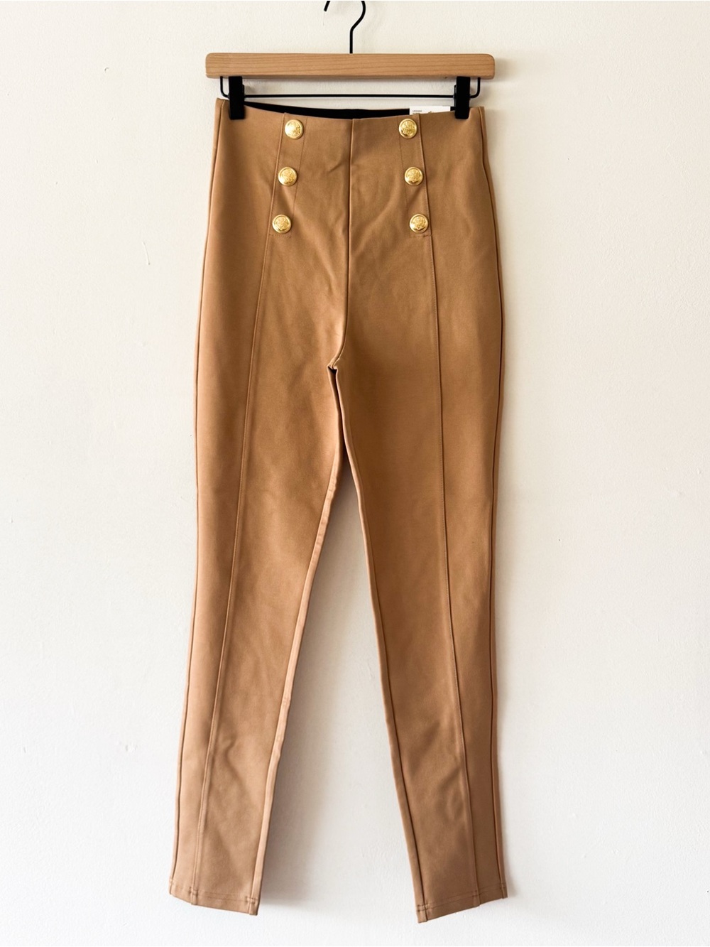 Zara High-Waist Camel Button Front Pants Size Medium